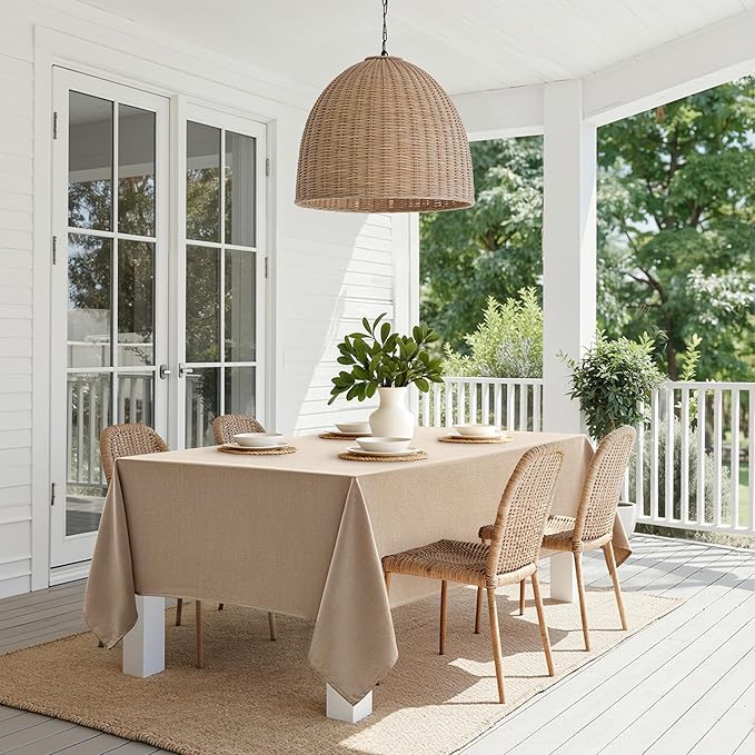 MIULEE Brown Linen Polyester Tablecloth 60x84 Inch Rectangle Table Cloth Waterproof,Stain Resistant & Wrinkle Resistant for Dining Party Wedding