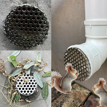PVC Termination Mesh Vent Cover - 2Pack, Furnace&Roof Vent Cap, OD 2.4 to 2.98in Multihole Mesh for 2.5 to 2.98in ID Pipe, Stainless Steel Conical Vent Mesh, Used for Keep Birds and Leaves Debris Out