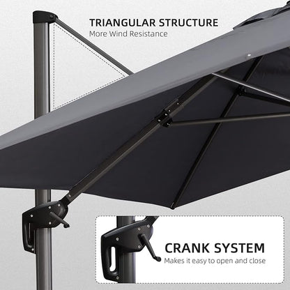 PURPLE LEAF Patio Cantilever Umbrella 10' x 13' Large Space - Image 9