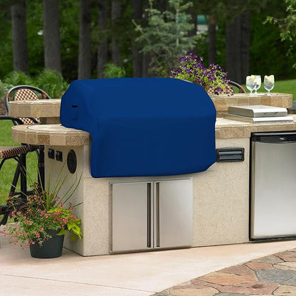 Covers & all Built-in Outdoor Grill Cover, Durable Heavy Duty 18 Oz Waterproof Cover Tuff Material with Air Pocket & Elastic for Snug Fit (44" W x 27" D x 26" H inches, Blue)