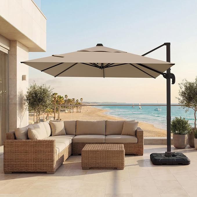 10x10 FT Patio Cantilever Umbrella by VEGOND