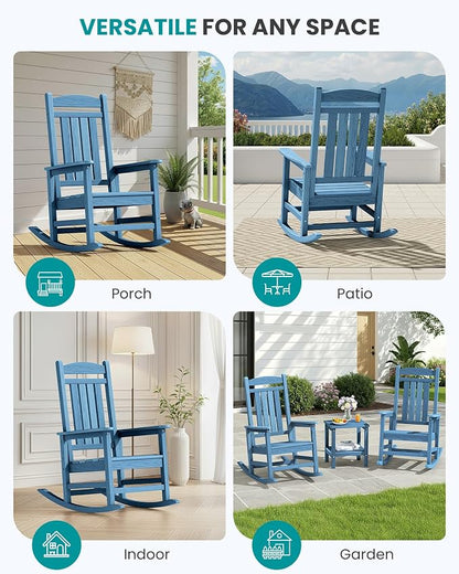 SERWALL Rocking Chair Outdoor, Oversized Patio Rocking Chairs, Porch Rocker - Image 8