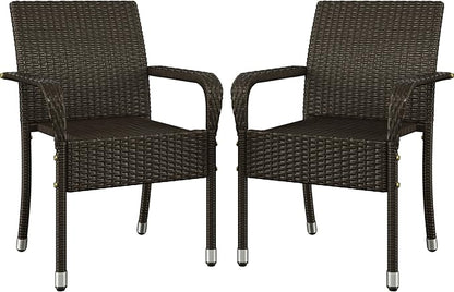 Yaheetech Set of 2 Stackable Outdoor Rattan Dining Chairs, All-Weather Armchair by Unknown