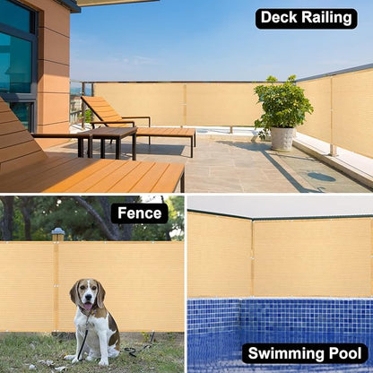 Eden's Decor Balcony Privacy Screen Beige 4'x 39' Cover Mesh Windscreen Weather-Resistant UV Protection for Backyard Deck, Patio, Balcony, Pool, Porch, Fence, Railing, Gardening