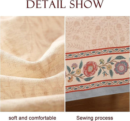 Designer Vintage Linen Small Round Tablecloth,Indian Floral Wrinkle Free Soft Tablecloths,Decor Table Cover for Kitchen,Dining,Thanksgiving,Christmas,Diameter 55"-Flowershadow E