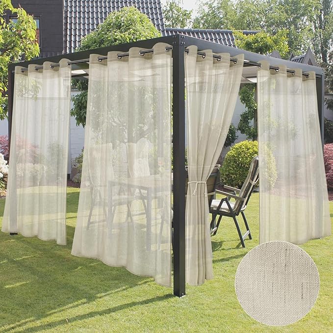 Semi Voile Beige Sheer Outdoor Curtains by HolidayIdeas