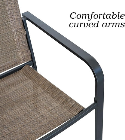 Anmutig Stackable Outdoor Dining Chairs Set of 4, Textilene Fabric, Breathable - Image 5