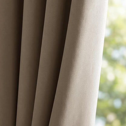 Outdoor Curtains Waterproof Panel W52 x L95 Inch Mocha, 1 Panel | Grommet Top - Image 9