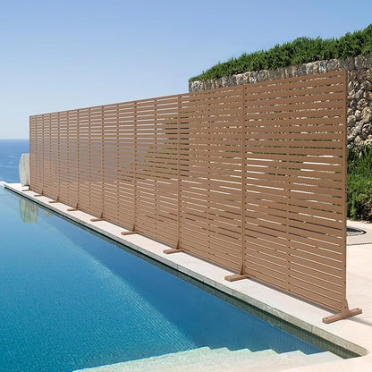 Privacy Fence Screen with Stand 6 Panel 72" H×47" W HDPE Decorative Panels with Steel Poles and Stand, Air Conditioner Fence Panels, Privacy Screen for Outdoor Backyard, Balcony, Pool