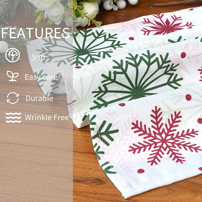 Christmas Tablecloth with Snowflake, Spillproof Waterproof Fabric Table Cloth for Dining, Parties, Holiday, Winter Table Decorations - 70''x140''