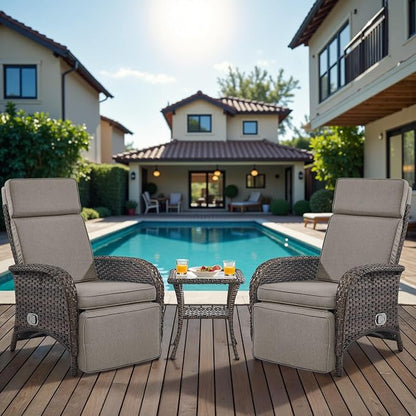 Versatile Outdoor Recliner Chair Set of 3 by Belord