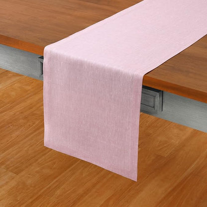 Solino Home Linen Table Runner 144 Inches Long - Athena, 100% Pure Linen Bubblegum Pink 14 x 144 Inch Table Runner for Dining, Valentines, Spring, Easter