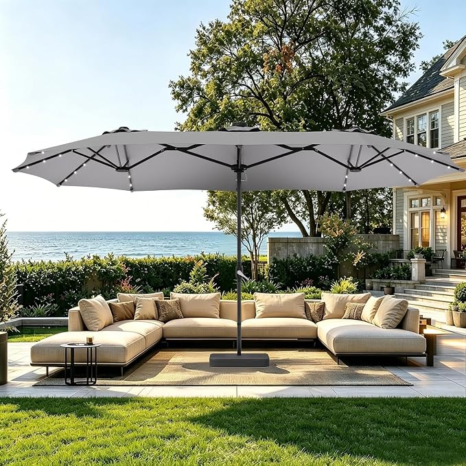 15ft Double-Sided Rectangle Patio Umbrella - Image 2