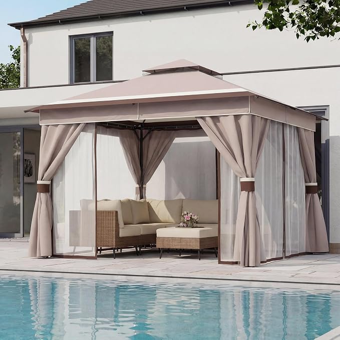 12'x12' Outdoor Gazebo, Metal Frame Heavy Duty Patio Canopy Tent Shelter - Image 3