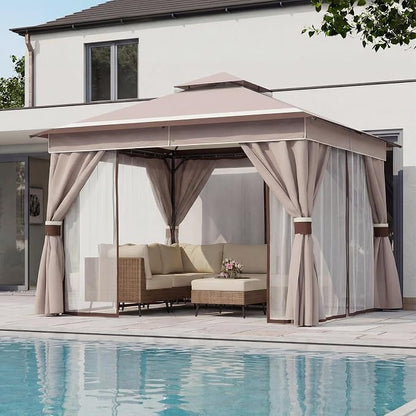 12'x12' Outdoor Gazebo, Metal Frame Heavy Duty Patio Canopy Tent Shelter - Image 3