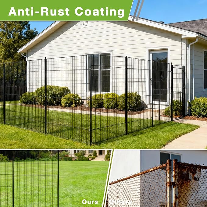 15 Panels No Dig Decorative Outdoor Garden Fence for Yard, Garden Animal Barrier Fencing,Rustproof Metal Edging Fence Border for Dog, Rabbits-48 in(H) X 314.76 in(L)