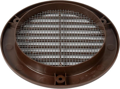 Repa Market 4 Inch (Opening) Brown Round Air Vent Cover - Pack of 5 Plastic Fresh Air Intake Vent - Grill Cover with Nylon Mesh Screen - Wall or Ceiling HVAC Return Air Register - Modern Soffit Vents