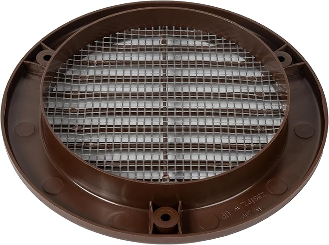 Repa Market 4 Inch (Opening) Brown Round Air Vent Cover - Pack of 2 Plastic Fresh Air Intake Vent - Grill Cover with Nylon Mesh Screen - Wall or Ceiling HVAC Return Air Register - Modern Soffit Vents