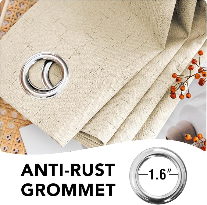 H.VERSAILTEX Blackout Curtains Linen Curtains 120 inches Long 100% Black Out - Image 6