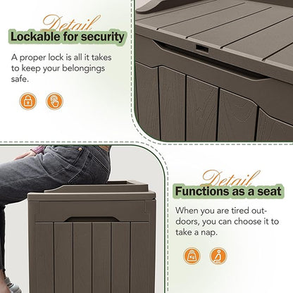 Greesum 31 Gallon Resin Deck Box All Weather Outdoor Storage Boxes - Image 4