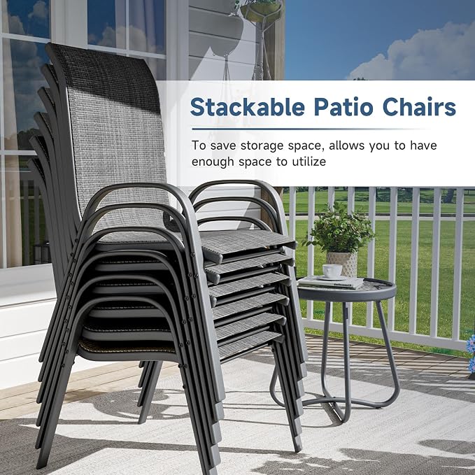 Amopatio Patio Chairs Set of 6, Outdoor Stackable Dining Chairs - Image 4