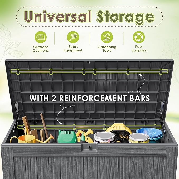 Devoko 125 Gallon Outdoor Storage Box, Waterproof Resin Deck Box | - Image 4