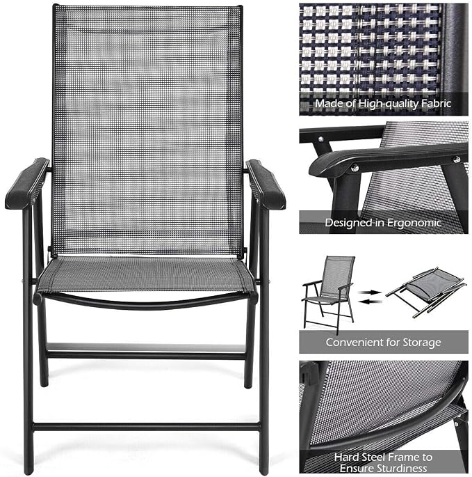 GIANTEX Set of 2 Patio Folding Chairs, Outdoor Chairs - Image 5