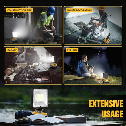 Ecarke Led Work Light Compatible with DeWalt 20v Battery, Portable Led Flood Work Light with Low Voltage Protection, USB & Type-C Charging Port, for Outdoor Camping Hiking Fishing Emergency