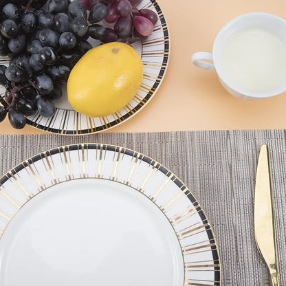 SLKQG Sliver Placemats Set of 4 - Easy Clean Modern Durable Washable Vinyl Place Mats - Heat Resistant Placemats for Kitchen Table - PVC Table Mats for Dining Table (Sliver, 4)