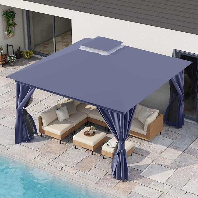 12'x12' Outdoor Gazebo, Heavy Duty Metal Frame Patio Canopy - Image 4