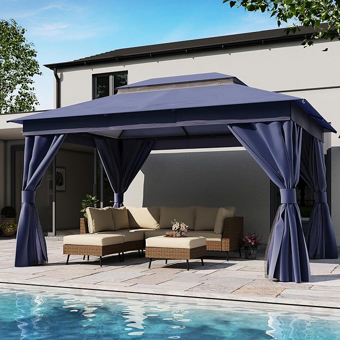 10'x12' Outdoor Gazebo, Heavy Duty Metal Frame Patio Canopy - Image 7