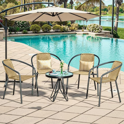 4 Pack Patio Stackable Rattan Chairs, Indoor-Outdoor Restaurant Bistro Wicker - Image 6
