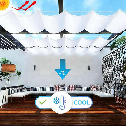 Retractable Wave Sun Shade Sail Waterproof 7' x 12' Sun Shade - Image 2
