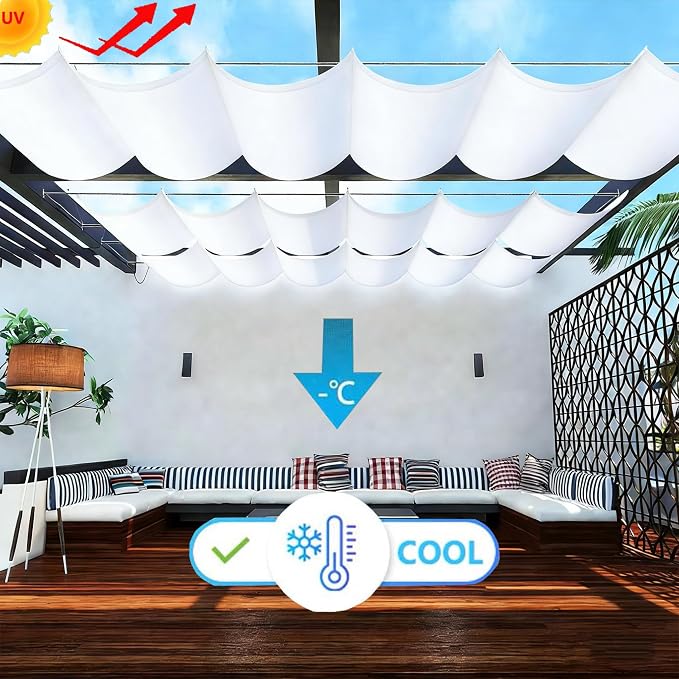 Retractable Waterproof Wave Awning Cover 15' x 15' - Image 2