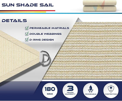 Windscreen4less 17' x 17' x 17' Sun Shade Sail Triangle Outdoor Canopy Cover UV - Image 3