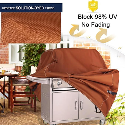NettyPro Grill Cover for Outdoor Grill 60 inch Waterproof Heavy Duty Gas BBQ Cover for Outside Weber, Char-Broil, Brinkmann, Jenn Air, Nexgrill 3-4 Burners Barbecue, Brown