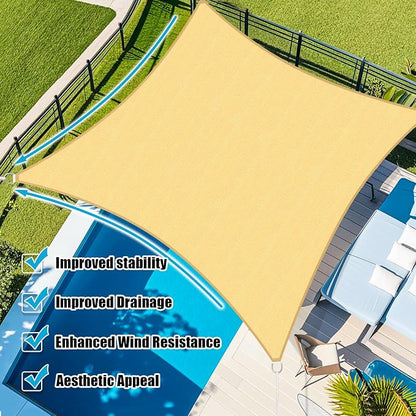 Amagenix Sun Shade Sail 16'X20' Curved Edge Outdoor Shade Canopy Sand - Image 5