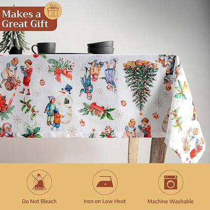 Maison d' Hermine Table Cloth Rectangle Table 100% Cotton 60 x 108 Inches Fall Tablecloth Reusable Everyday Use for Thanksgiving Christmas Decorations Dining Farmhouse Party (Chromo)