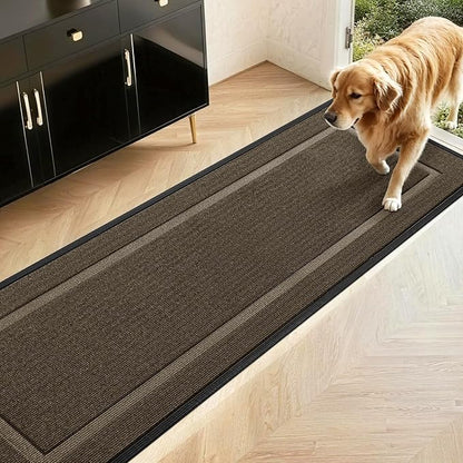 Extra Large Front Door Mat Outside Entrance Indoor Doormat, 71" x 24" Outdoor Mats for Patio Waterproof, Outdoor Door Mats for Outside Entry, Indoor Rugs for Entryway, Sturdy Natural Rubber, Begie