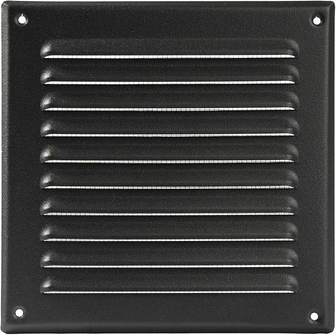 Vent Systems 6 x 6 Inch (Inner) - Pack of 2 - Black Vent Cover - Square Metal HVAC Return Air Grille with Mesh Screen - Register Wall Vent Duct Grill - Outdoor, Indoor, Crawlspace Exhaust Ventilation