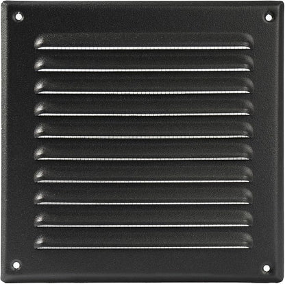 Vent Systems 6 x 6 Inch (Inner) Pack of 10 Black Vent Cover - Square Metal HVAC Return Air Grille with Mesh Screen - Register Wall Vent Grill - Outdoor, Indoor, Crawlspace - Exhaust Ventilation Grill