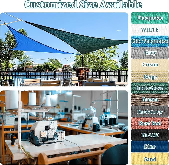 Shade&Beyond Custom Sun Shade Sail 15'x21'x25.8' Triangle Sun Sail Shades Patio - Image 2