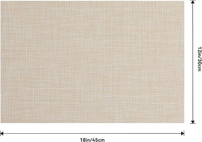 Leetaltree Beige Placemats Set of 24 - Heat Resistant Non-Slip Place mats for Dining Table, Washable Durable PVC Vinyl Woven Table Mats(Beige, 24)