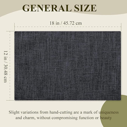KXN Placemats Set of 8, Dual-Layer Thickened Faux Linen Table Mats, Heat Resistant & Wrinkle-Free, Machine Washable Cloth Place Mats for Kitchen Dining Indoor Outdoor (Dark Gray)