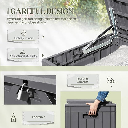 Greesum 100 Gallon Resin Deck Box Large Outdoor Storage - Image 2