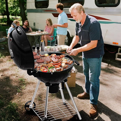 22 inch Premium Charcoal Grill, Kettle Barbecue and Smoker Grills 500+ Sq. In. Cooking Area for Outdoor BBQ, Tailgating and Patio, Black