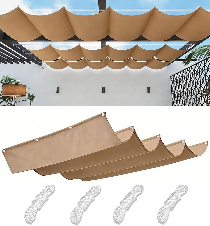 Outdoor Retractable Pergola Canopy 5' x 30' Waterproof Shade Cover by WoaceSunShadeSail