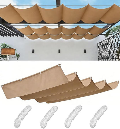 Retractable Sun Shade Sail 13' x 24' Waterproof Wave Pergola Shade Cover by WoaceSunShadeSail