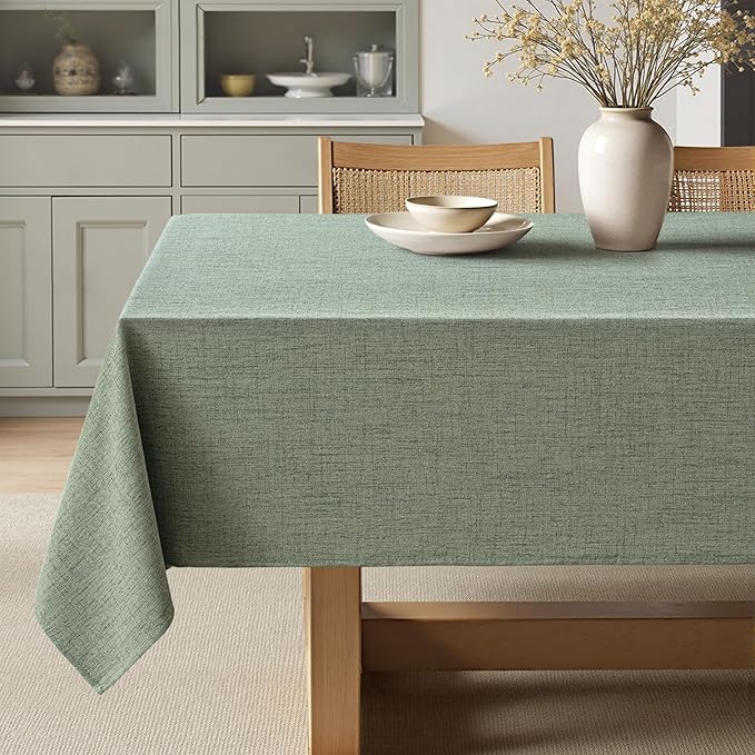 MIULEE Sage Green Linen Polyester Tablecloth 60x104 Inch Spring Rectangle Table Cloth Waterproof,Stain Resistant & Wrinkle Resistant for Dining Party Wedding