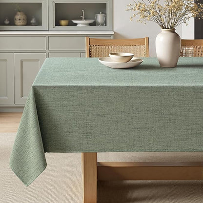 MIULEE Sage Green Linen Polyester Tablecloth 60x104 Inch Spring Rectangle Table Cloth Waterproof,Stain Resistant & Wrinkle Resistant for Dining Party Wedding
